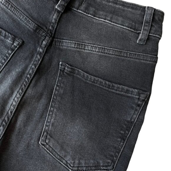 FREE PEOPLE We The Free Black High-Rise Button Fly Zuri Mom Jeans, Size 24 - Picture 9 of 11